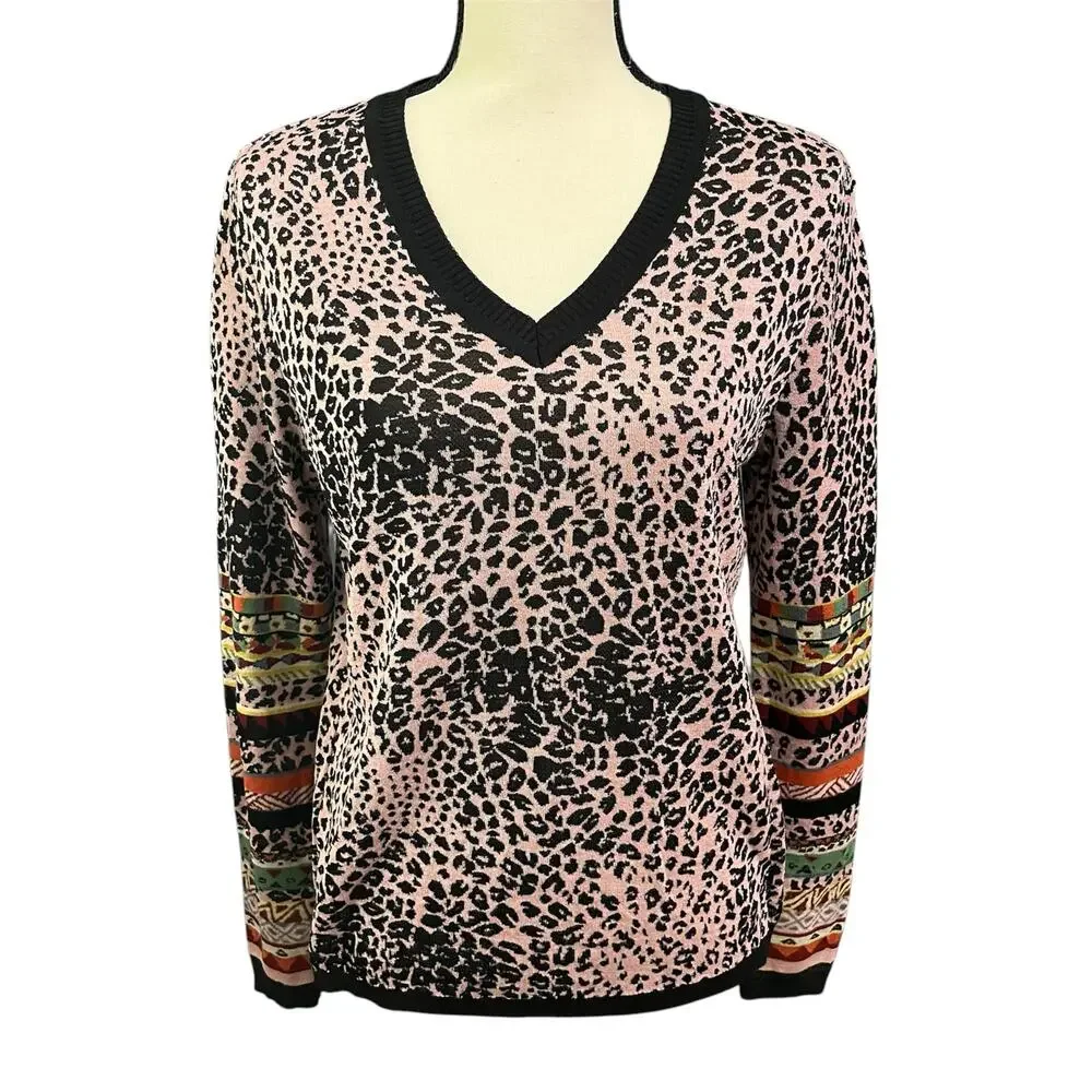 Aldomartins Anthropologie Multicolor Light Wool Blend Knit VNeck Sweater Sz S